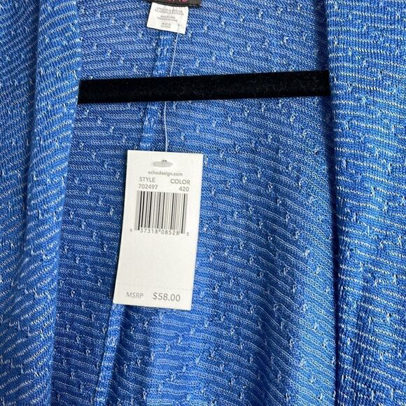Echo Design Open Cardigan womens One Size light Beach Duster Travel blue NWT - Picture 3 of 9